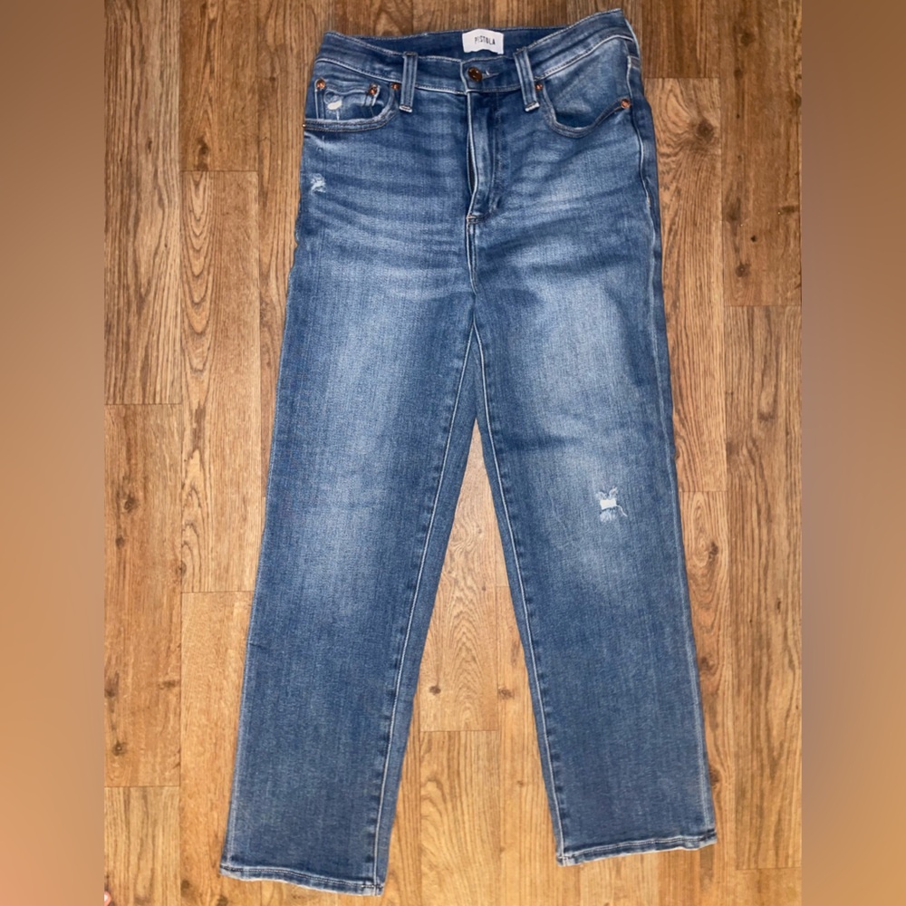 pistola Blue High-Rise Straight Leg Jeans
